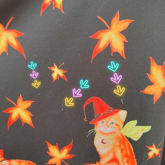 Retro 50s 60s Witchy Fall Halloween A-line Dress w/ Fairy Cats - Picture 4 of 4